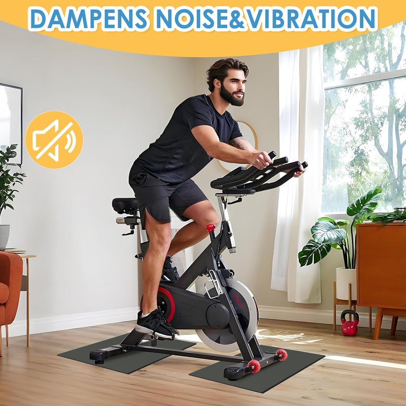 Wiojtry 2PCS Exercise Bike Mat, Non-Slip Exercise Bike Mat for Floor for Rowing Machine and Stationary Spin Bike - Image 3